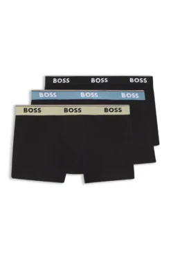 Three-pack of logo-waistband trunks in cotton