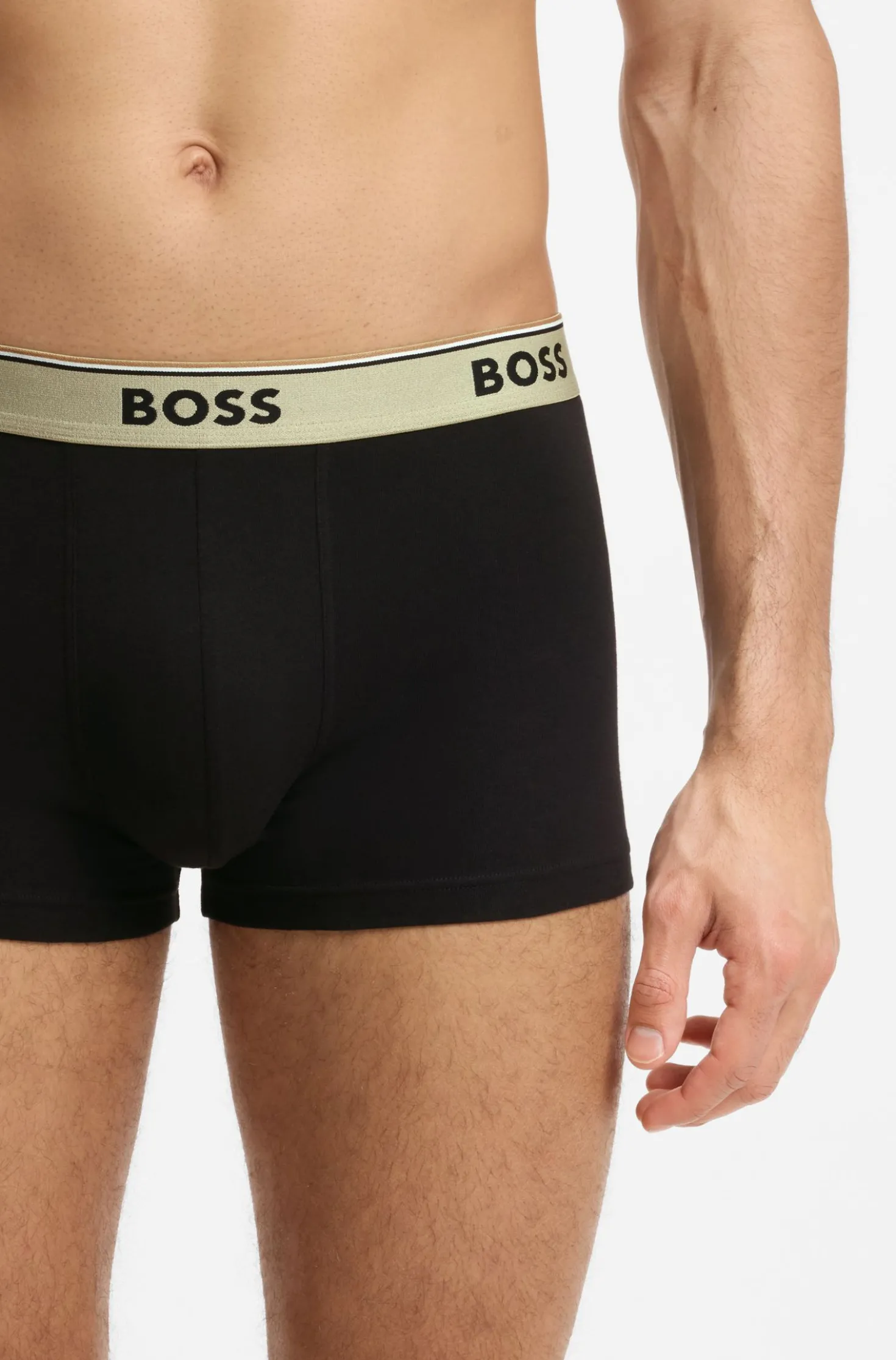 Three-pack of logo-waistband trunks in cotton