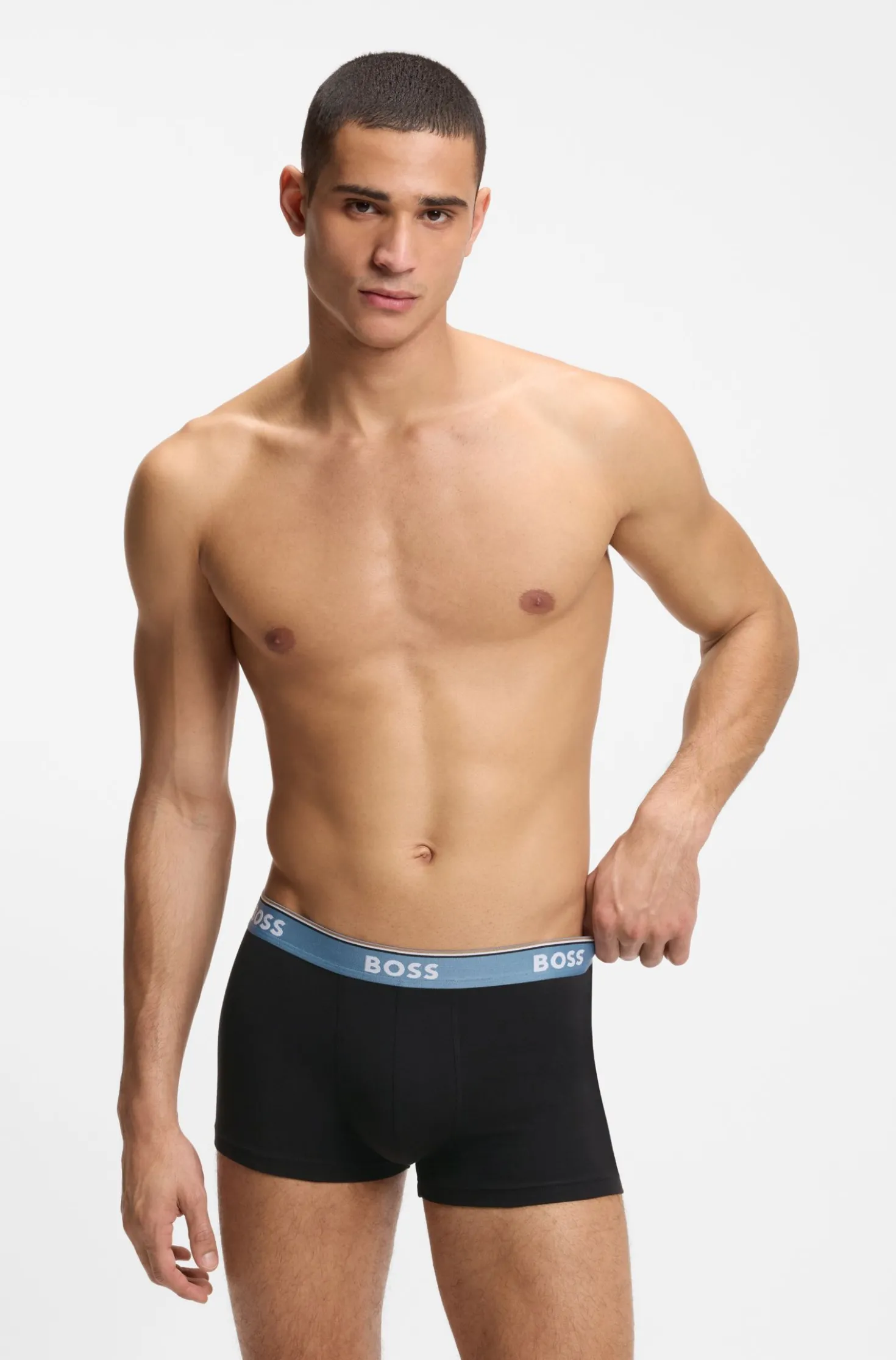 Three-pack of logo-waistband trunks in cotton