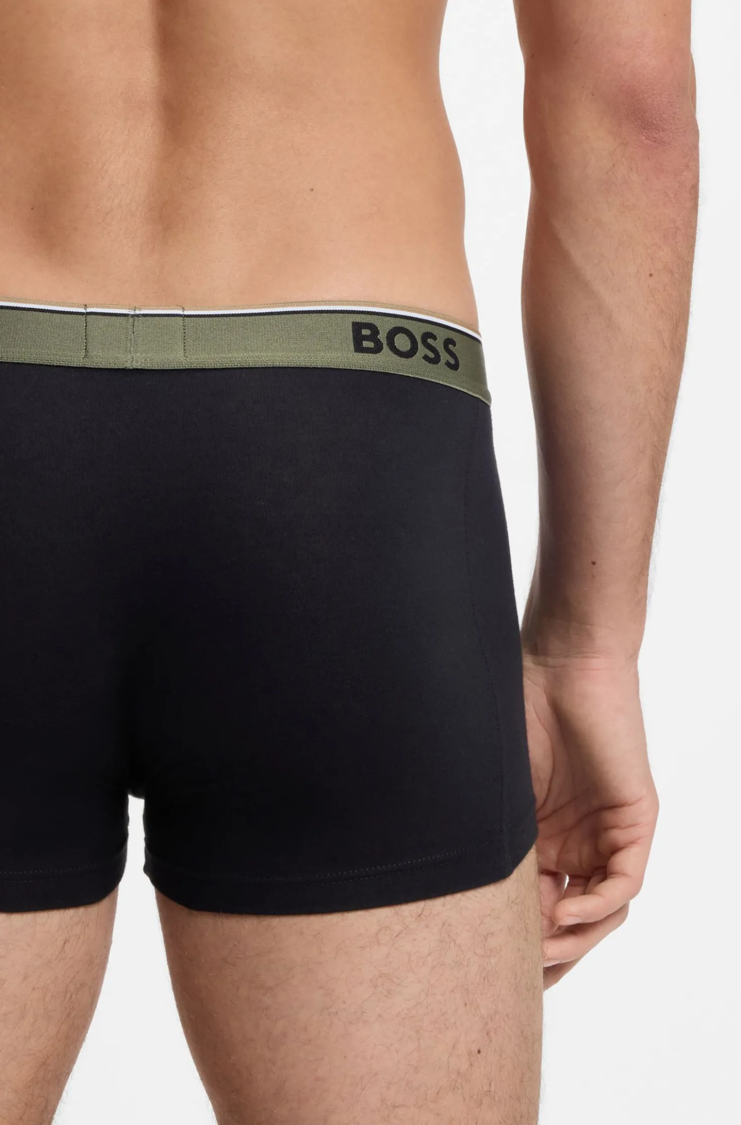 Three-pack of logo-waistband trunks in cotton