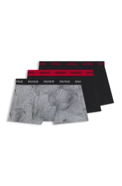 Three-pack of logo-waistband trunks in stretch cotton
