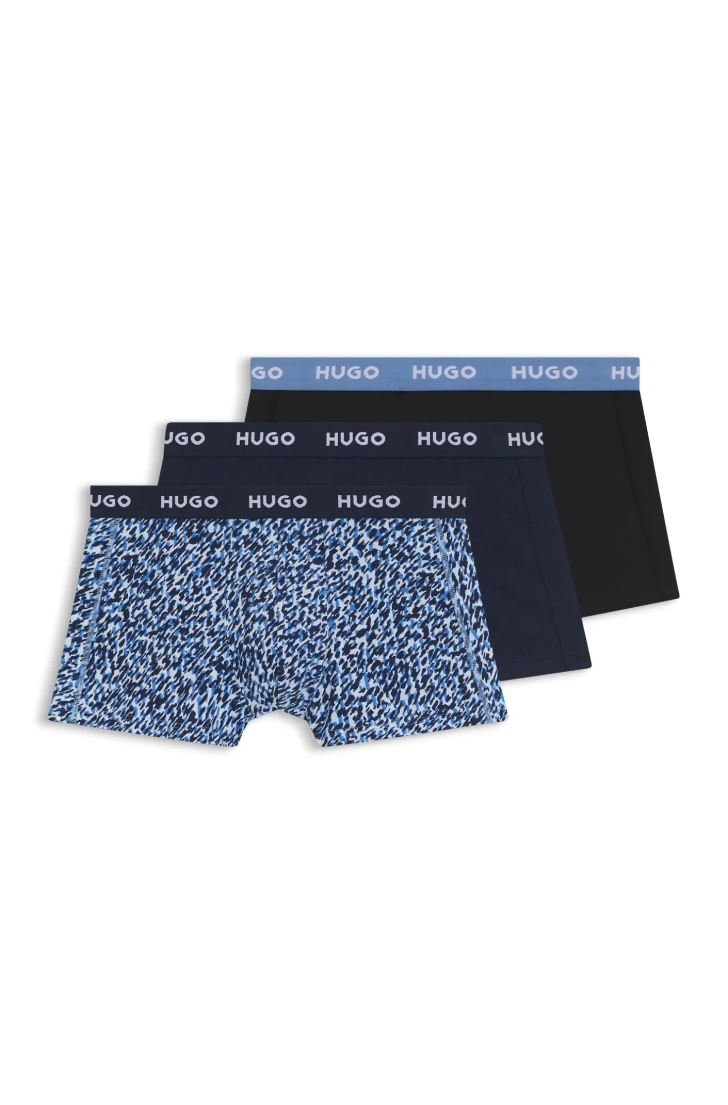 Three-pack of logo-waistband trunks in stretch cotton