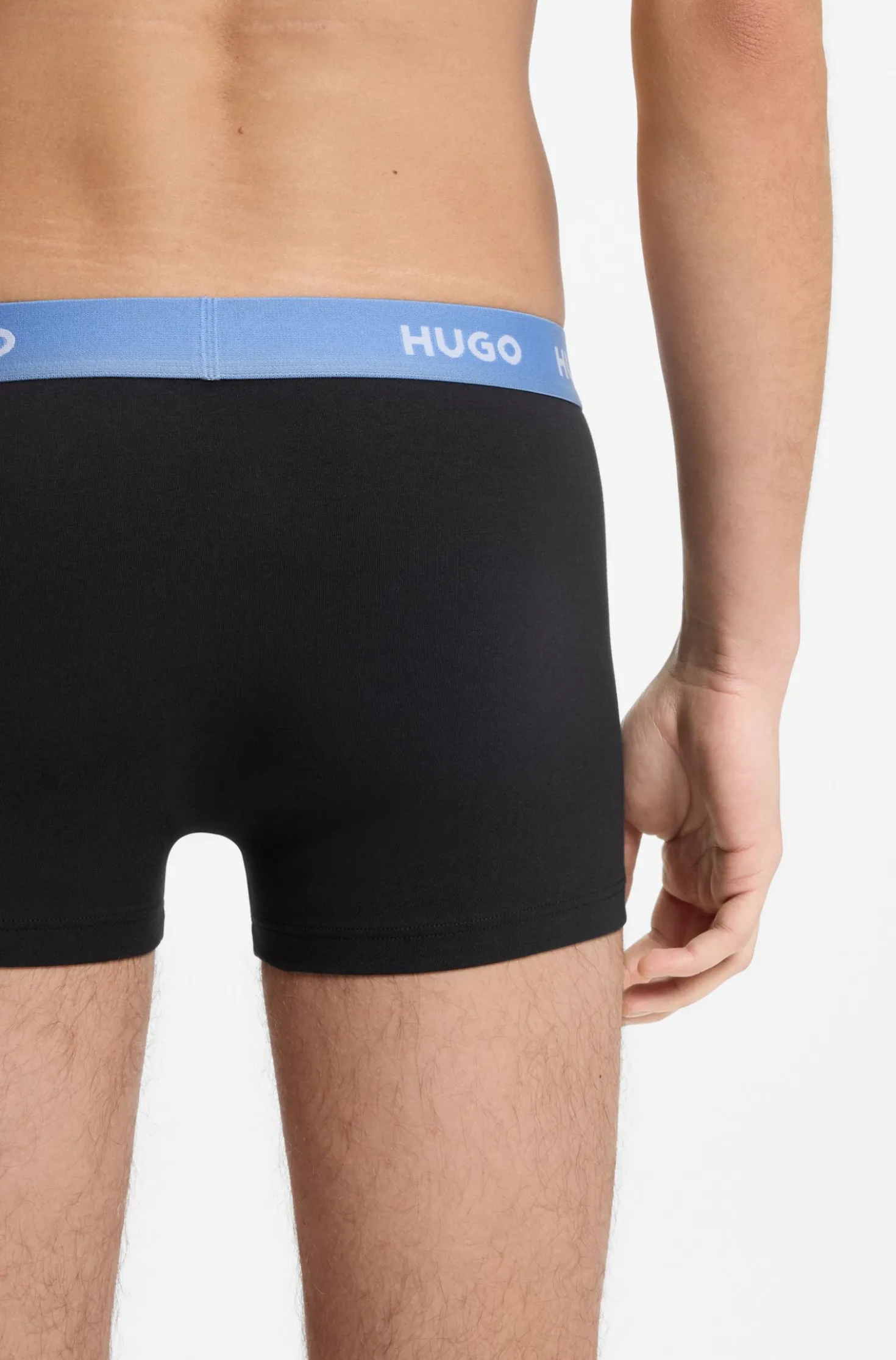 Three-pack of logo-waistband trunks in stretch cotton