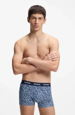 Three-pack of logo-waistband trunks in stretch cotton
