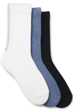Three-pack of regular-length socks with structured tape