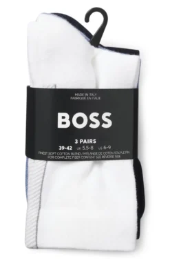 Three-pack of regular-length socks with structured tape