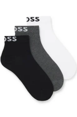 Three-pack of short-length socks with logos