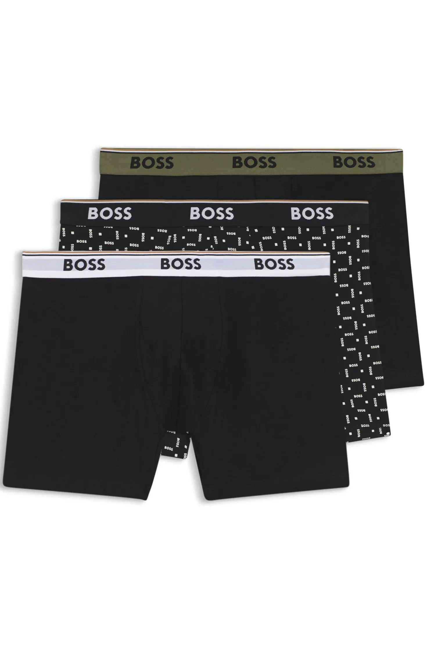 Three-pack of stretch-cotton logo-waistband boxer briefs
