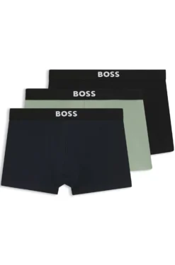 Three-pack of stretch-cotton trunks with logo waistbands