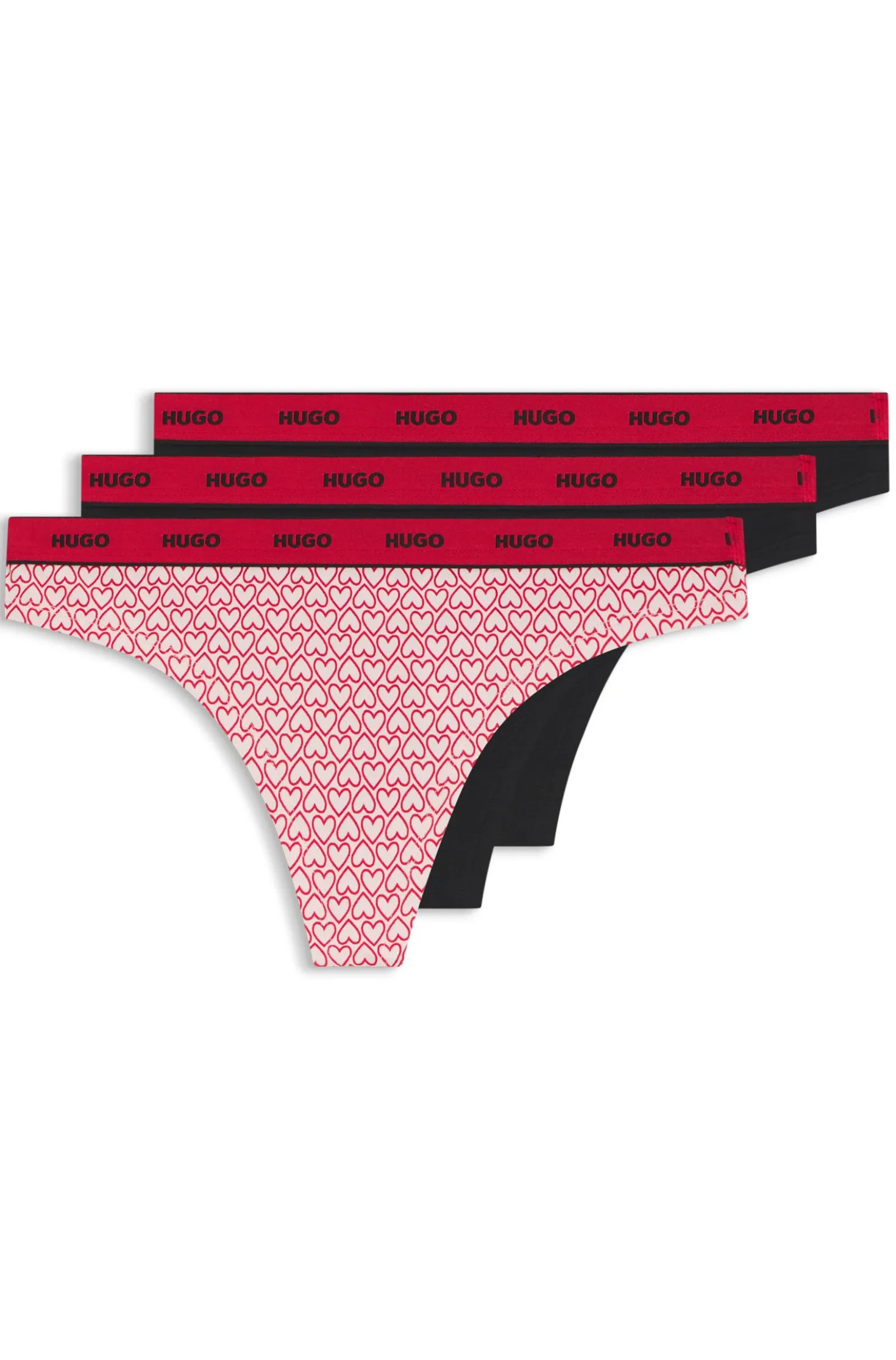 Three-pack of stretch-cotton thongs with logo details