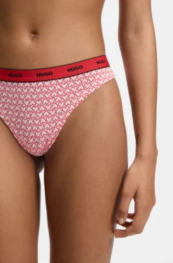 Three-pack of stretch-cotton thongs with logo details