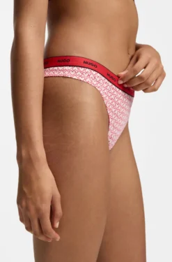 Three-pack of stretch-cotton thongs with logo details