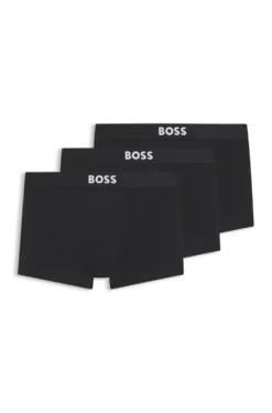 Three-pack of stretch-cotton trunks with logo waistbands