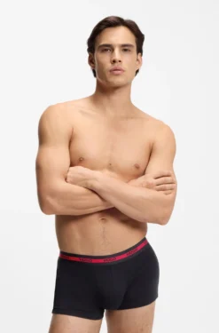 Three-pack of stretch-cotton trunks with logo waistbands