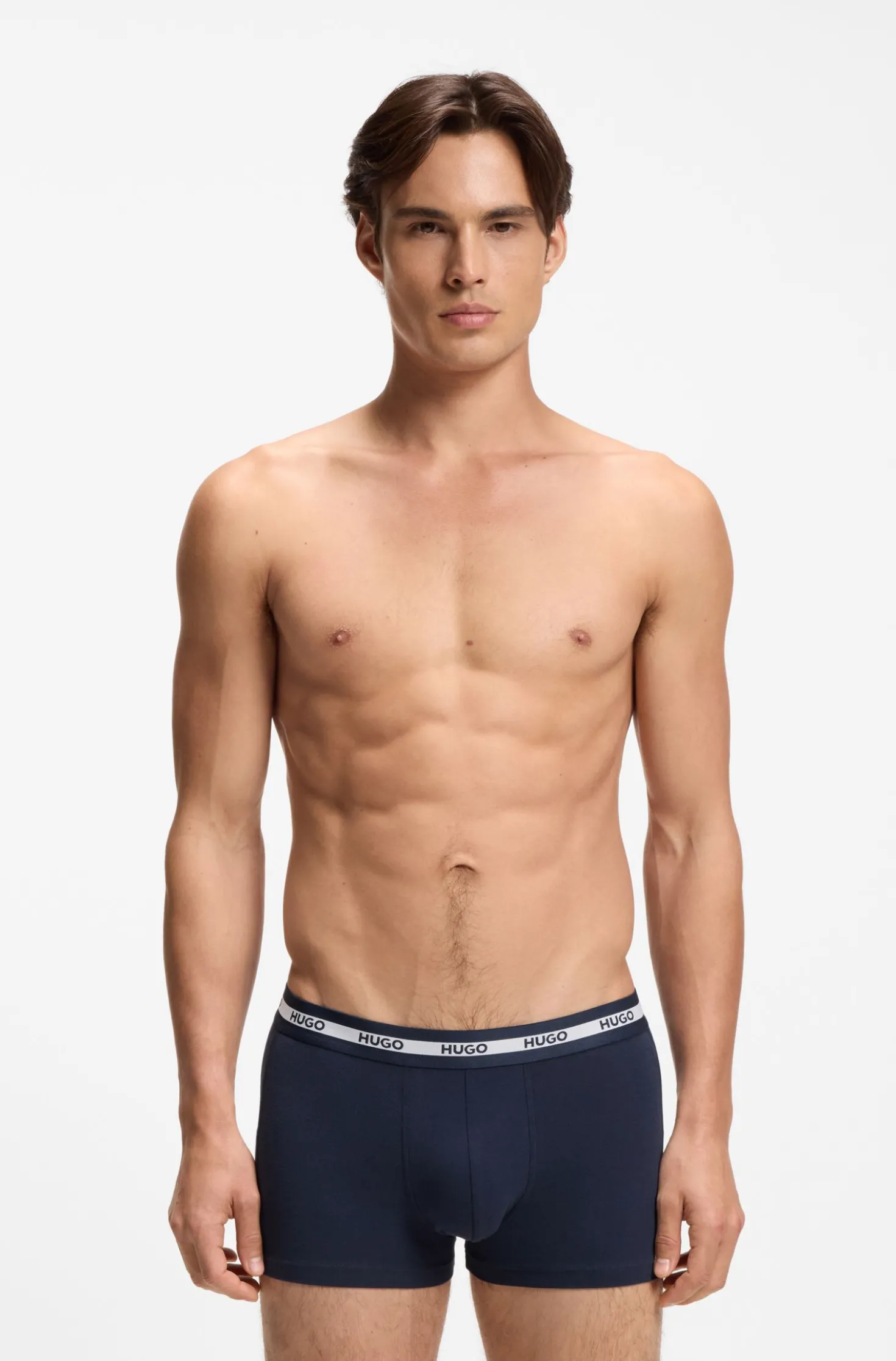 Three-pack of trunks in stretch cotton