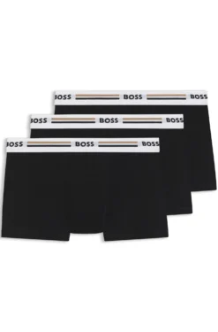 Three-pack of trunks with logo and stripe waistbands