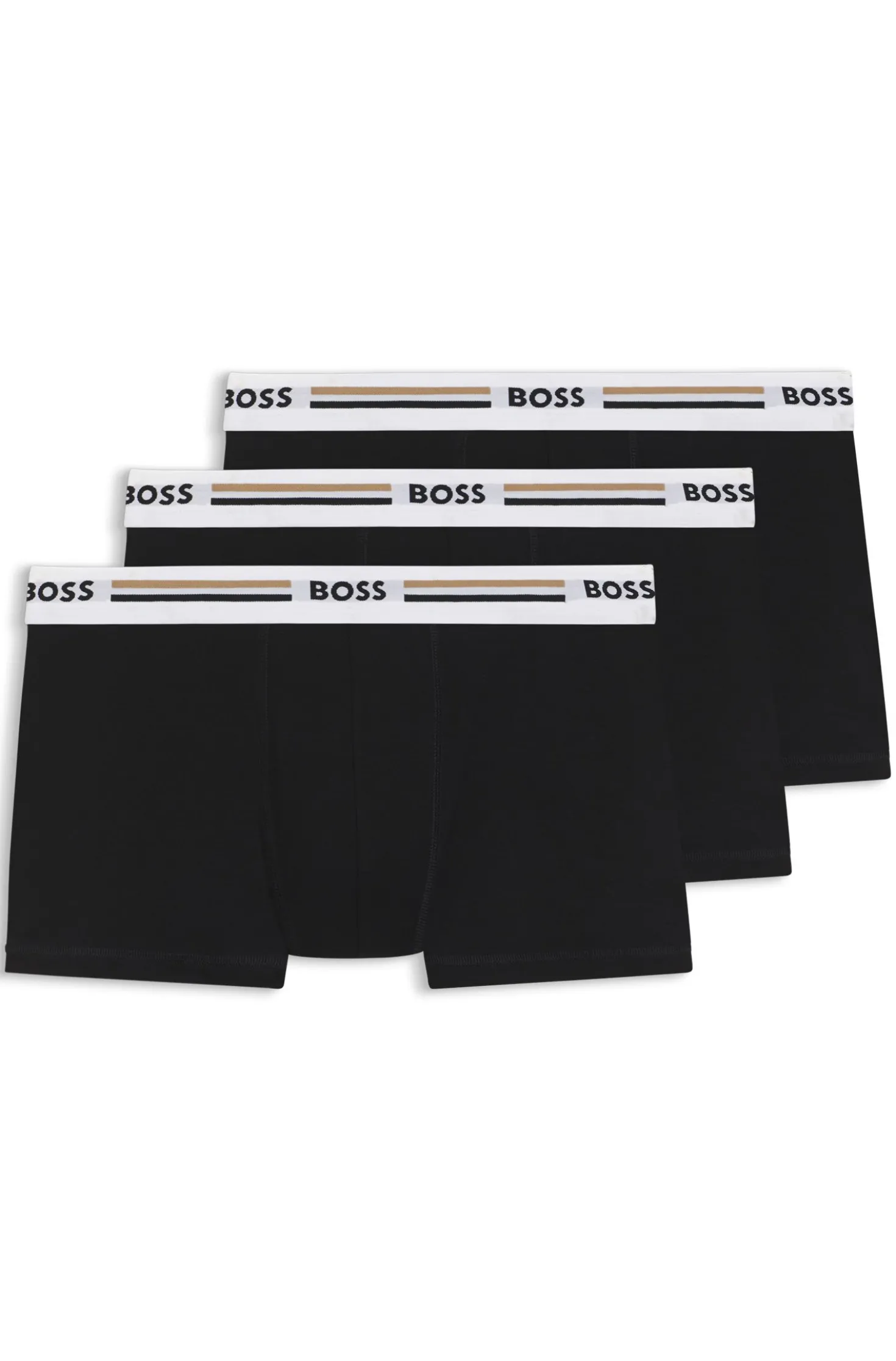 Three-pack of trunks with logo and stripe waistbands