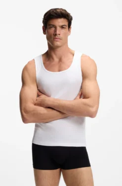 Three-pack of underwear vests in rib-knit cotton