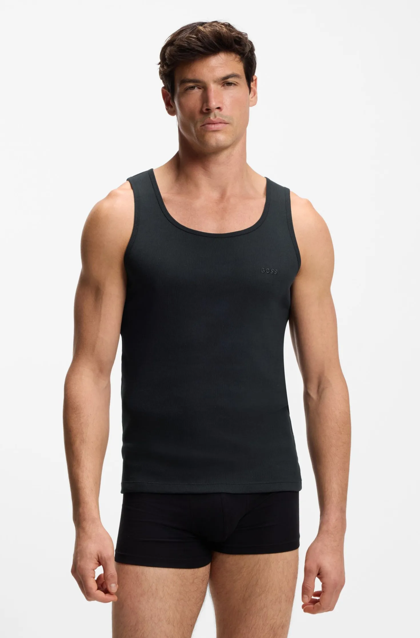 Three-pack of underwear vests in rib-knit cotton