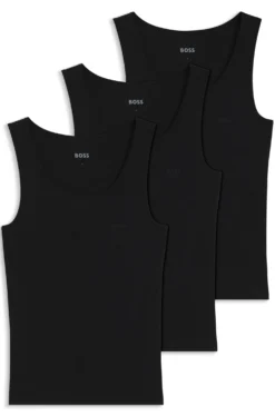 Three-pack of underwear vests in rib-knit cotton