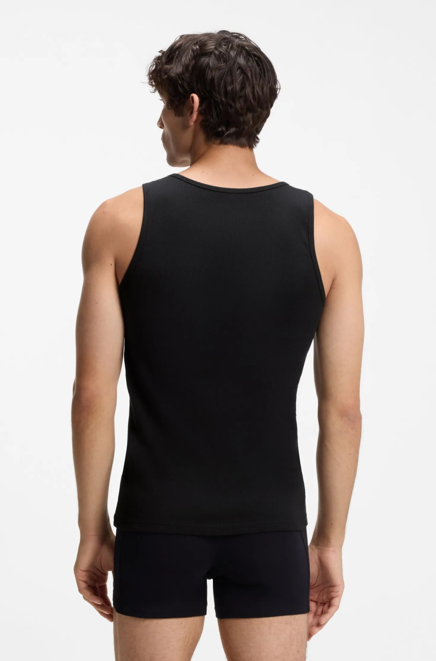 Three-pack of underwear vests in rib-knit cotton