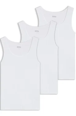 Three-pack of underwear vests in rib-knit cotton
