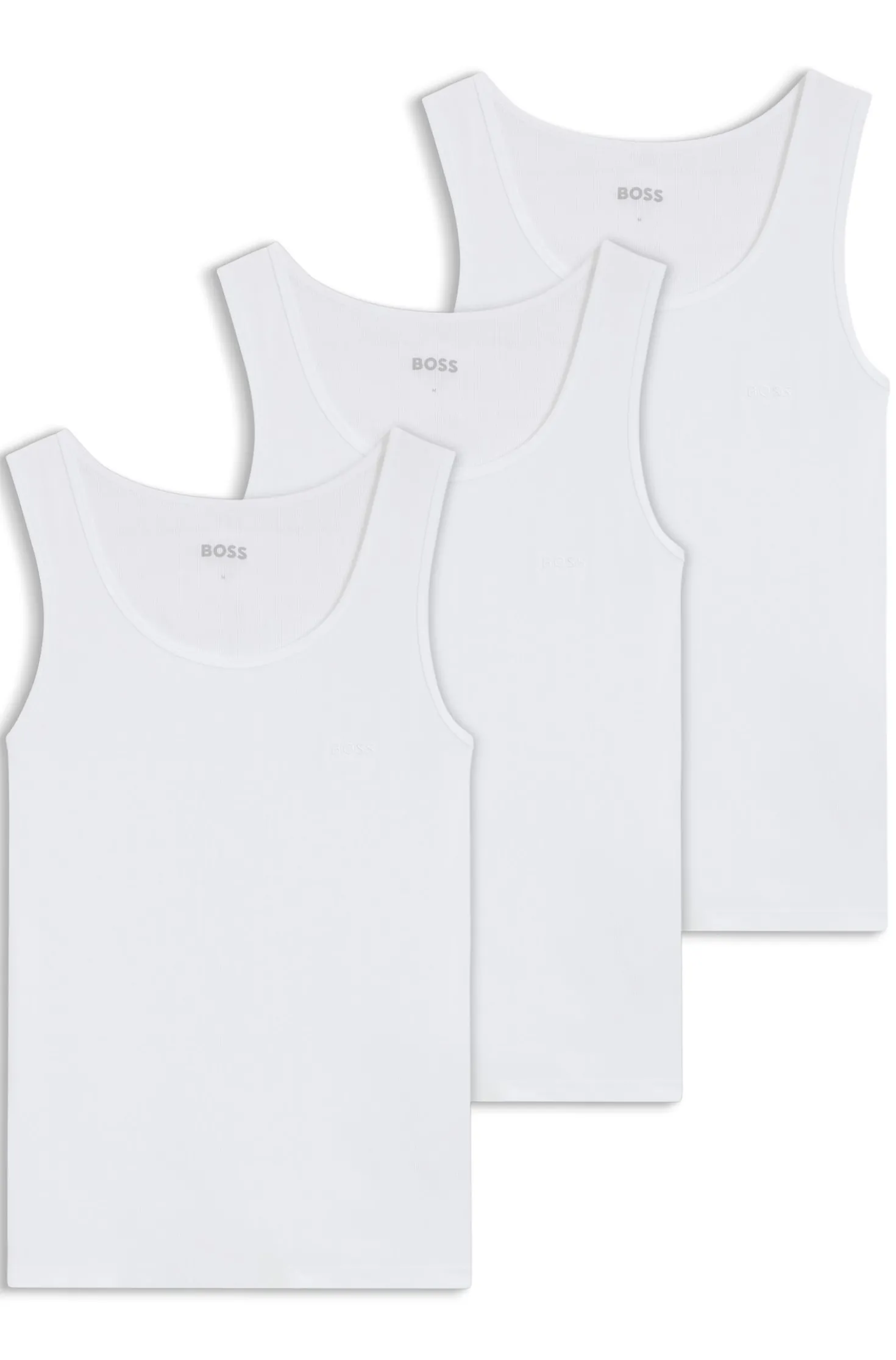 Three-pack of underwear vests in rib-knit cotton