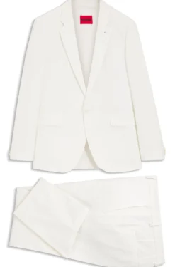 Three-piece extra-slim-fit suit in stretch-cotton seersucker
