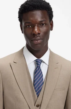Three-piece extra-slim-fit suit in stretch dobby