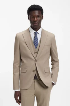 Three-piece extra-slim-fit suit in stretch dobby