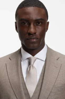 Three-piece regular-fit suit in virgin-wool serge