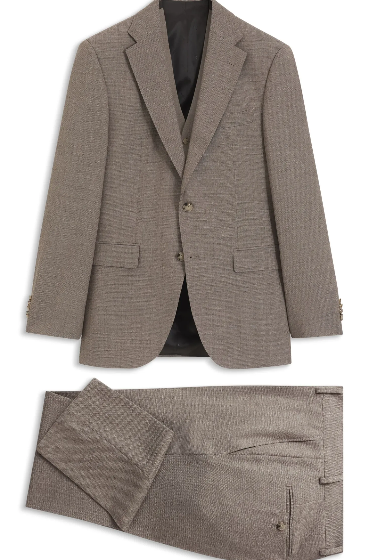 Three-piece regular-fit suit in virgin-wool serge