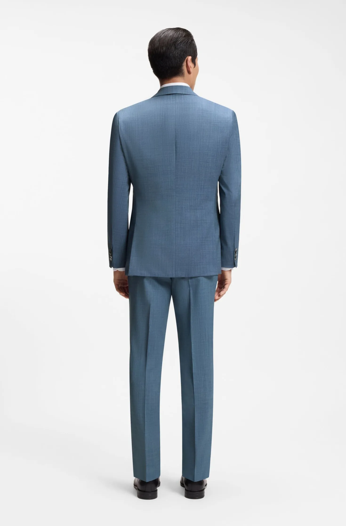 Three-piece regular-fit suit in patterned virgin wool