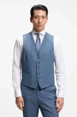 Three-piece regular-fit suit in patterned virgin wool