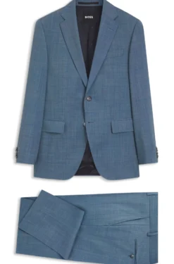 Three-piece regular-fit suit in patterned virgin wool