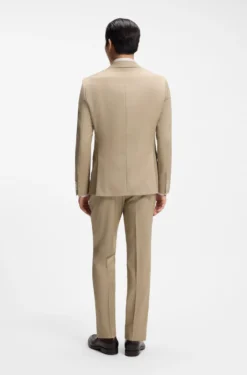 Three-piece slim-fit suit in virgin-wool serge
