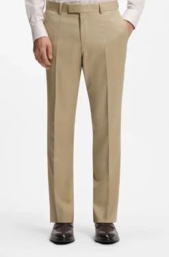 Three-piece slim-fit suit in virgin-wool serge