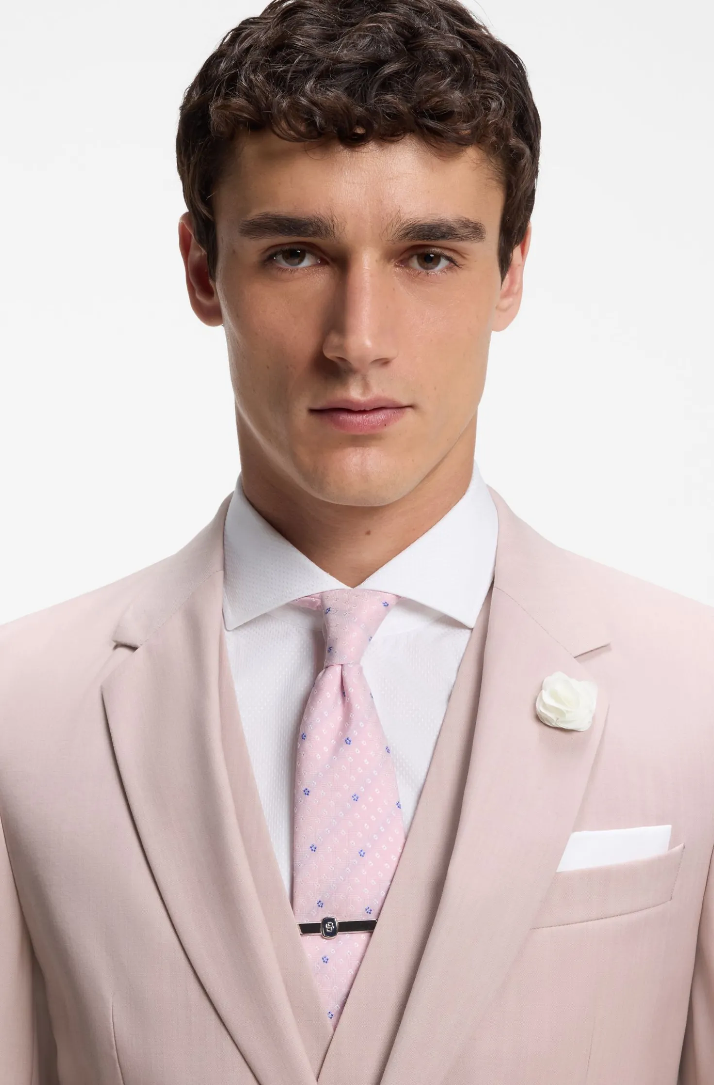 Three-piece slim-fit suit in virgin wool