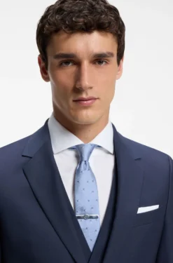 Three-piece slim-fit suit in virgin wool
