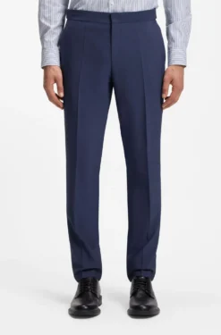 Three-piece slim-fit suit in wool-blend poplin