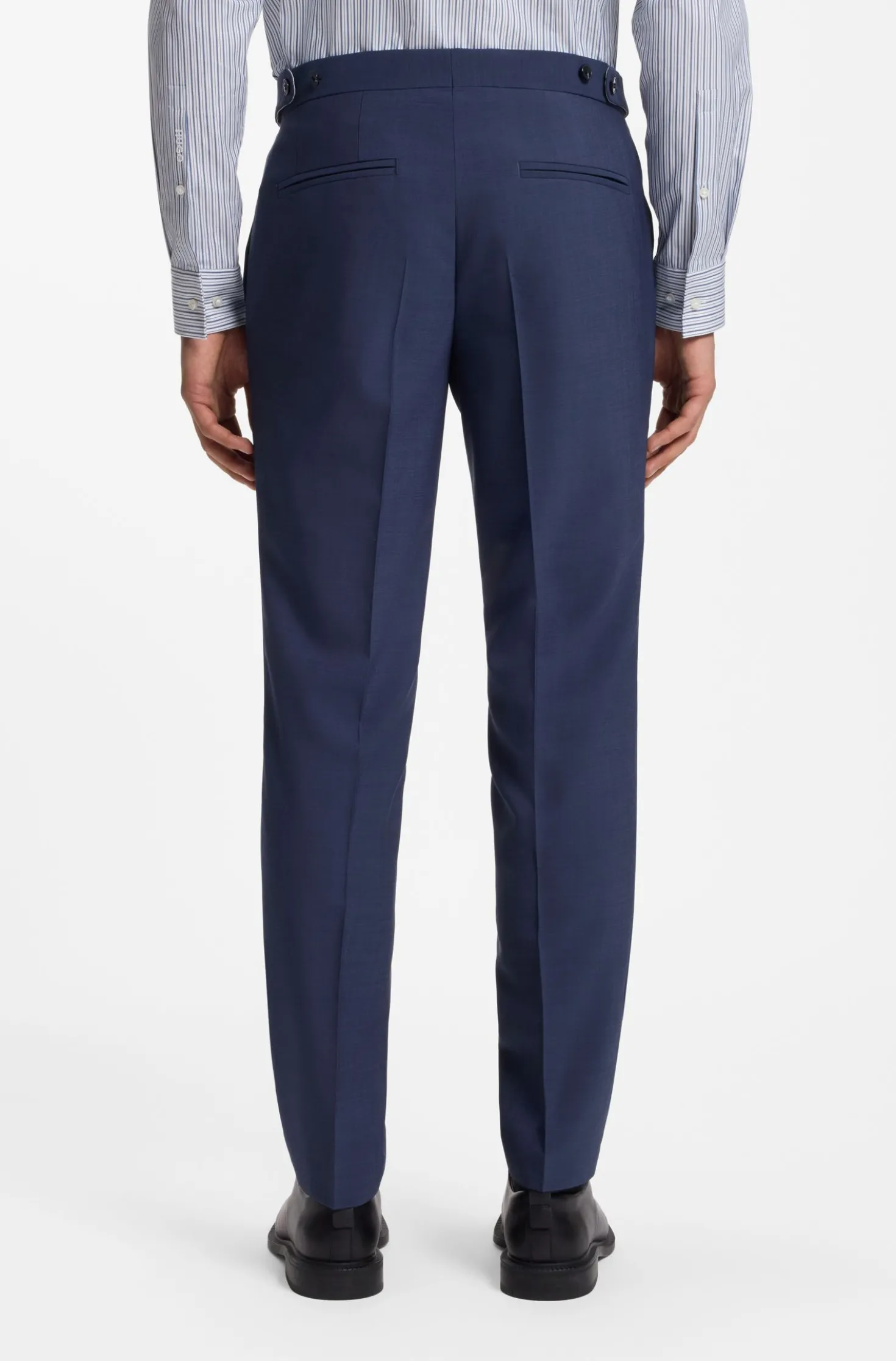 Three-piece slim-fit suit in wool-blend poplin
