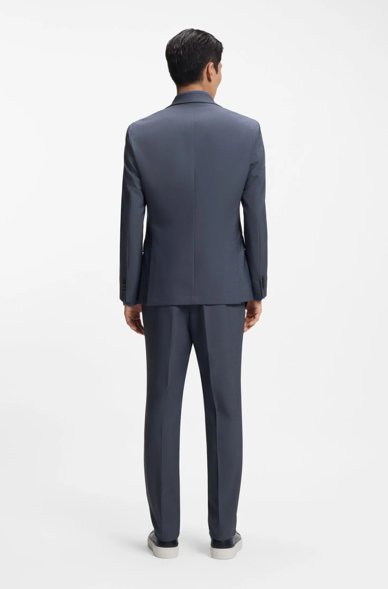 Three-piece slim-fit suit with zip-up waistcoat
