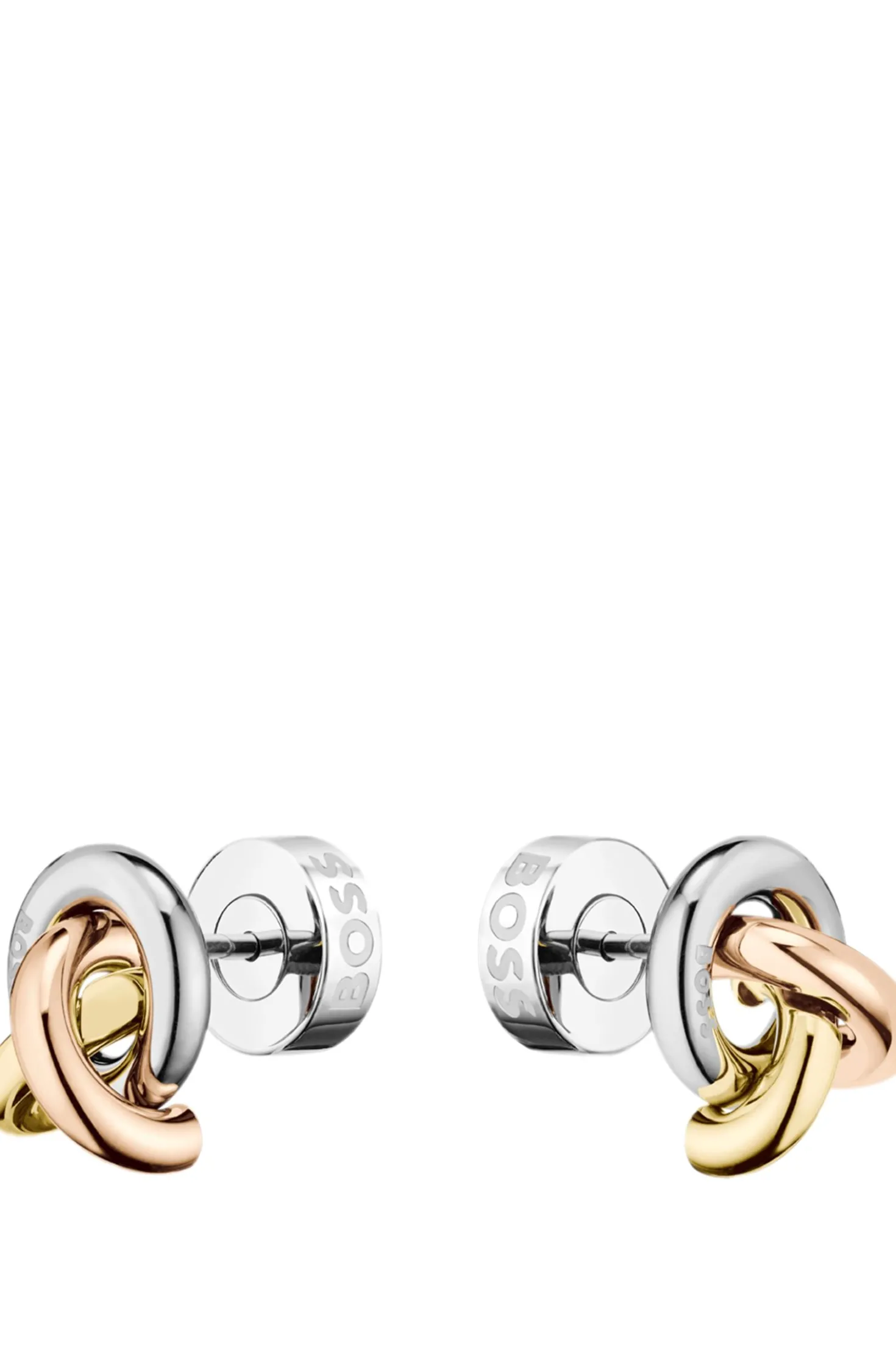 Three-tone earrings with knot design