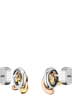 Three-tone earrings with knot design