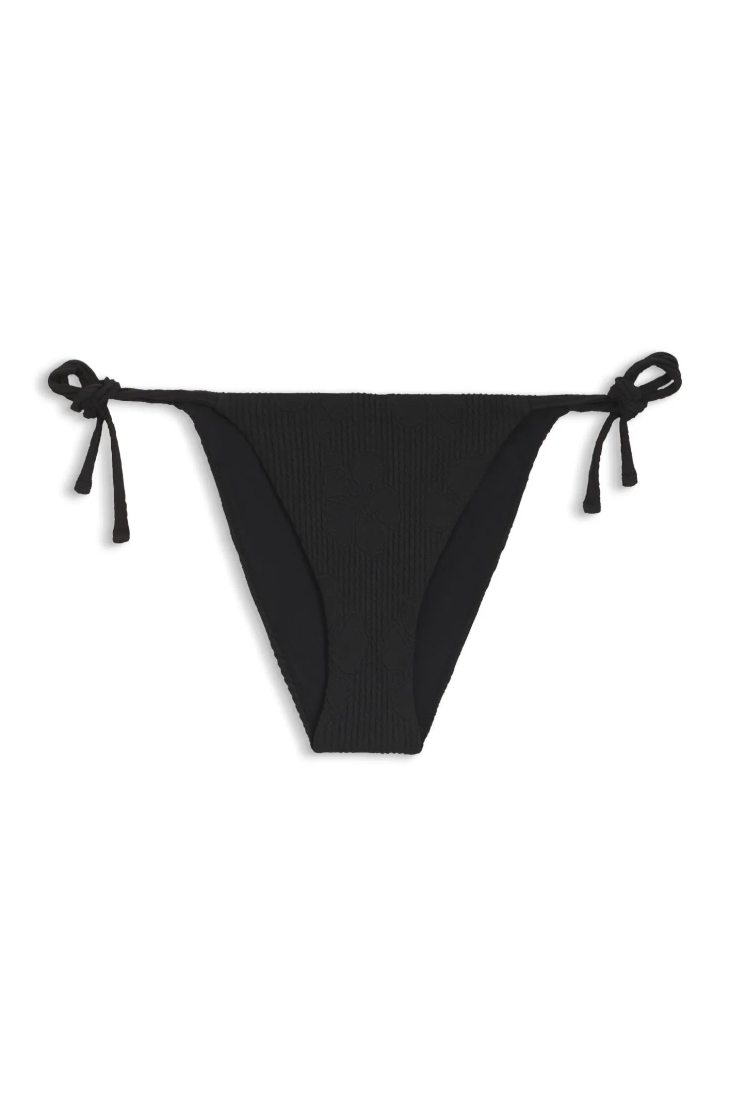 Tie-side bikini bottoms with structured tropical pattern