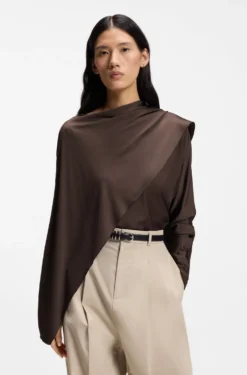 Top in draped jersey with scarf detail