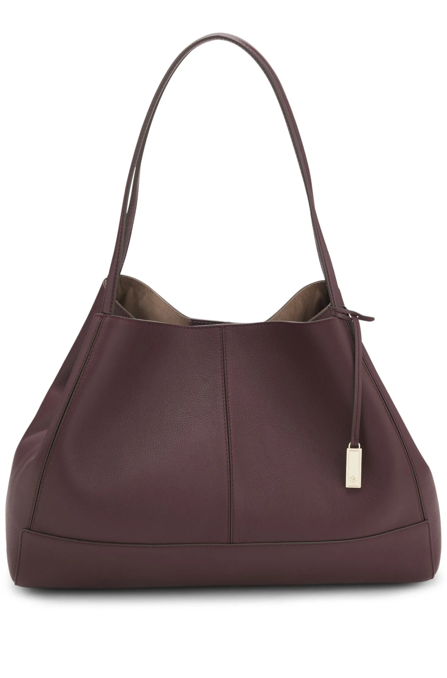 Tote bag in grained leather with detachable pouch