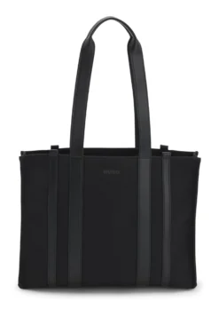 Tote bag with gold hardware and printed logo