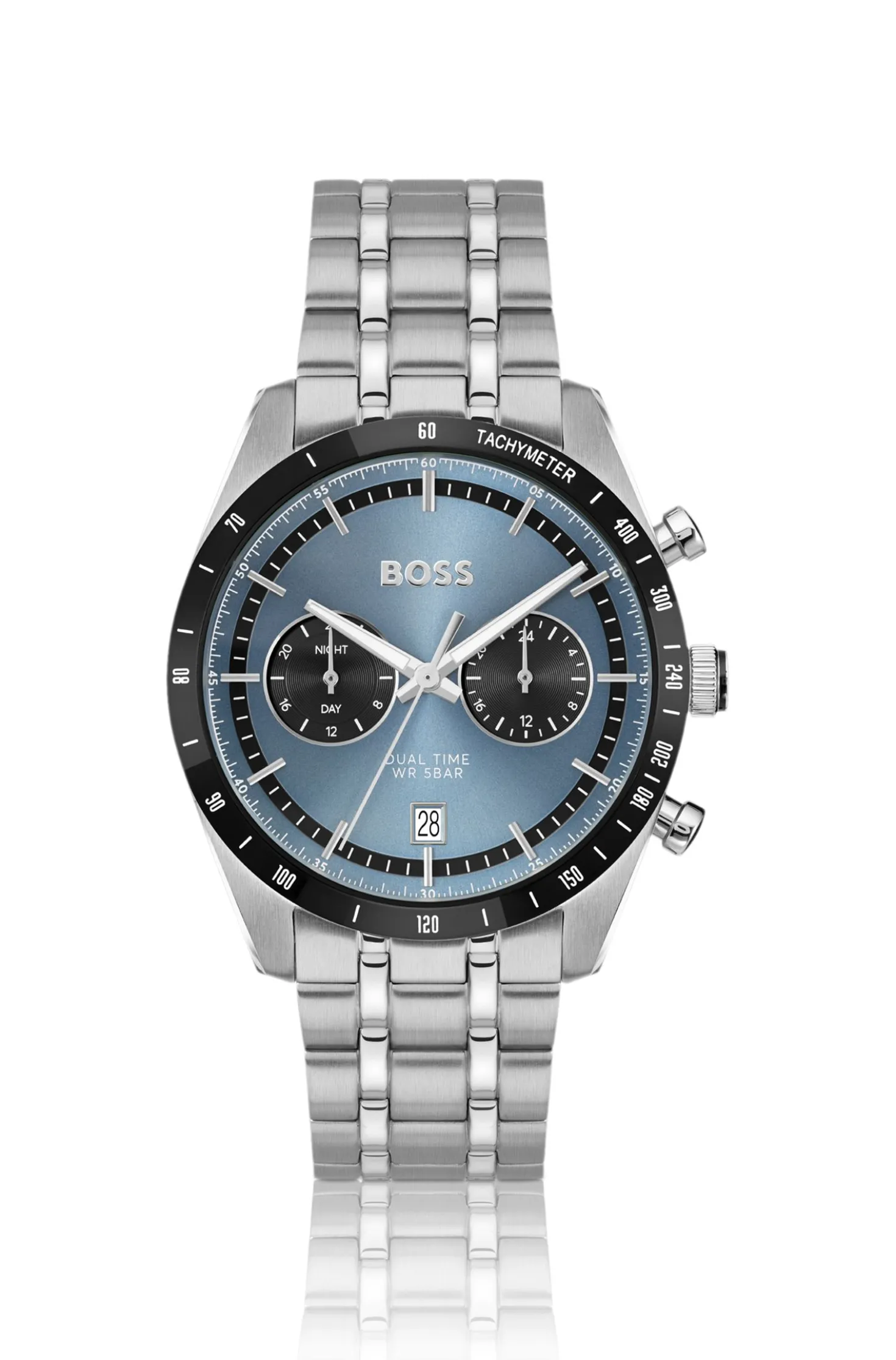 TOURMASTER Blue-dial watch with multi-link bracelet