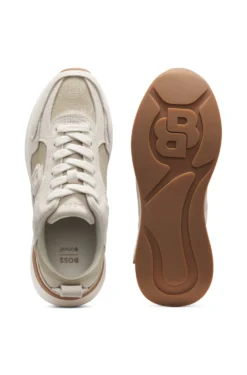 Trainers in suede and lizard-print faux leather